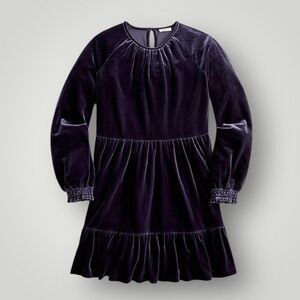 J Crew black velvet ruffle hem dress